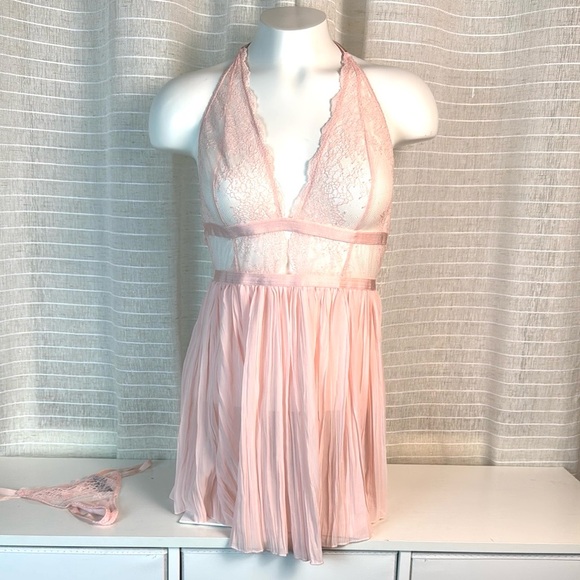 Victoria's Secret Other - Victoria's Secret Pink Sexy Lace Babydoll Set, Medium